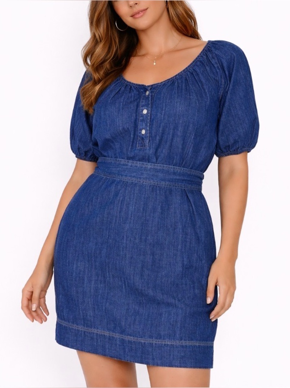 NEW Free Assembly denim dress with waist tie SZ XS Chambray belted